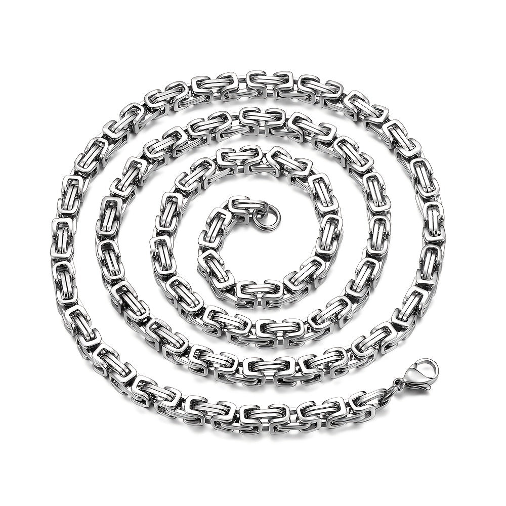 304 Stainless Steel Mens Byzantine Chain Plated Jewelry Set
