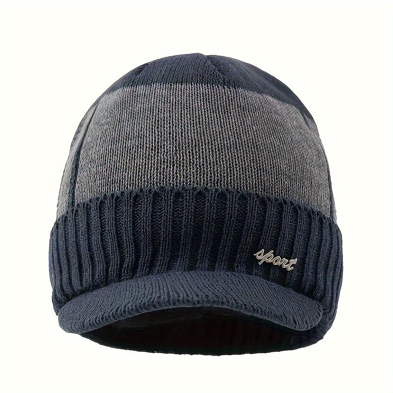 Men's Velvet Beanie Hat Winter Warm Knitted Hat For Outdoor Cycling