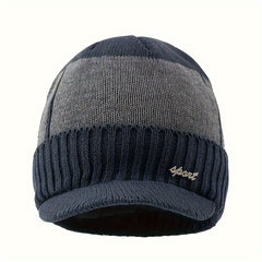 Men's Velvet Beanie Hat Winter Warm Knitted Hat For Outdoor Cycling