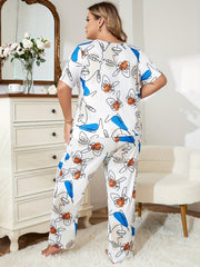  Abstract Figure & Butterfly Print Loungewear Set