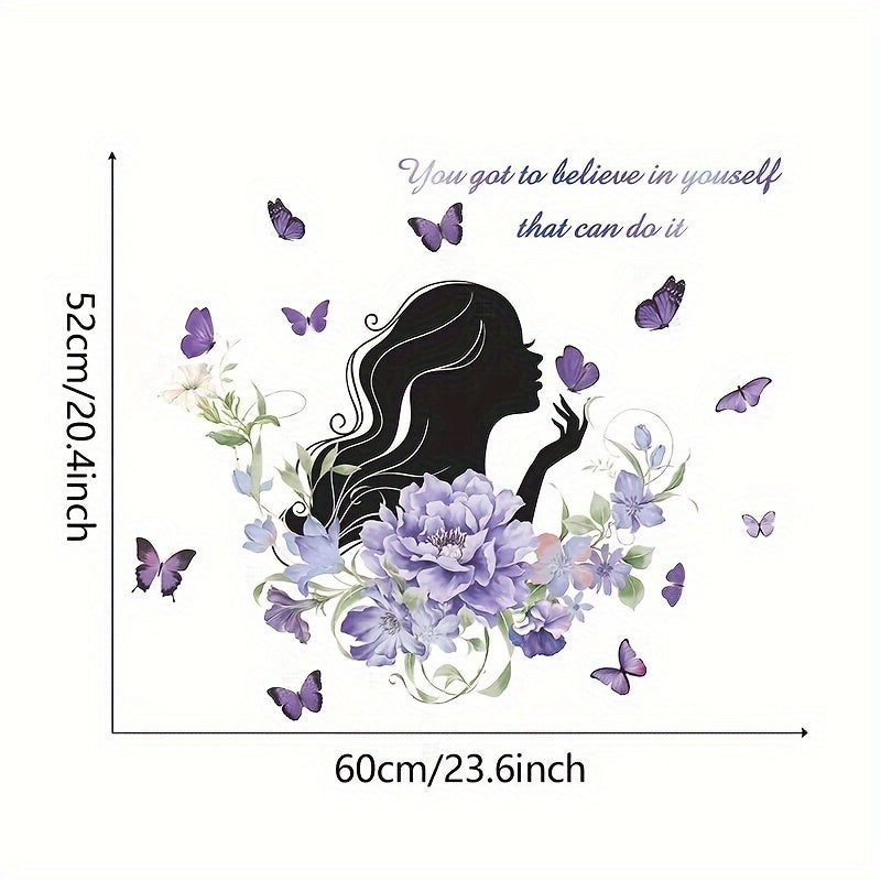 Purple Flower Beauty Wall Decal - Inspirational Quote - Positive Saying