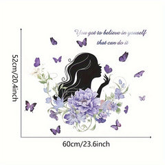 Purple Flower Beauty Wall Decal - Inspirational Quote - Positive Saying