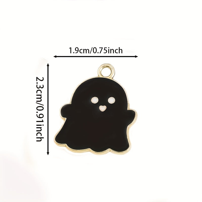 10pcs Cartoon Ghost Charms Alloy Drip Oil Pendant for DIY Jewelry