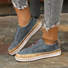 Women's Hollow Out Flat Loafers Soft Slip On Walking Shoes