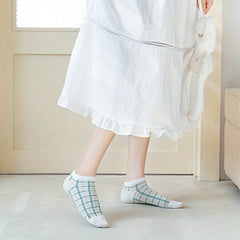 Floral Print & Ruffle Ankle Socks for Women