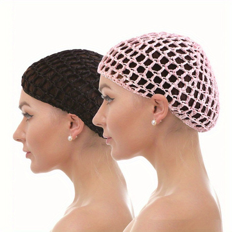 2pcs Crochet Hair Net Hollow Out Sleeping Hat Hair Protective Accessories