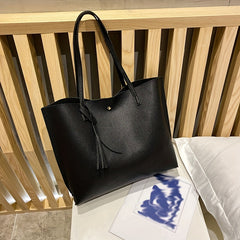 Large Capacity Shoulder Bag PU Leather Tote Versatile Portable Handbag