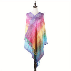 Paisley Jacquard Tassel Scarf Large Gradient Shawl
