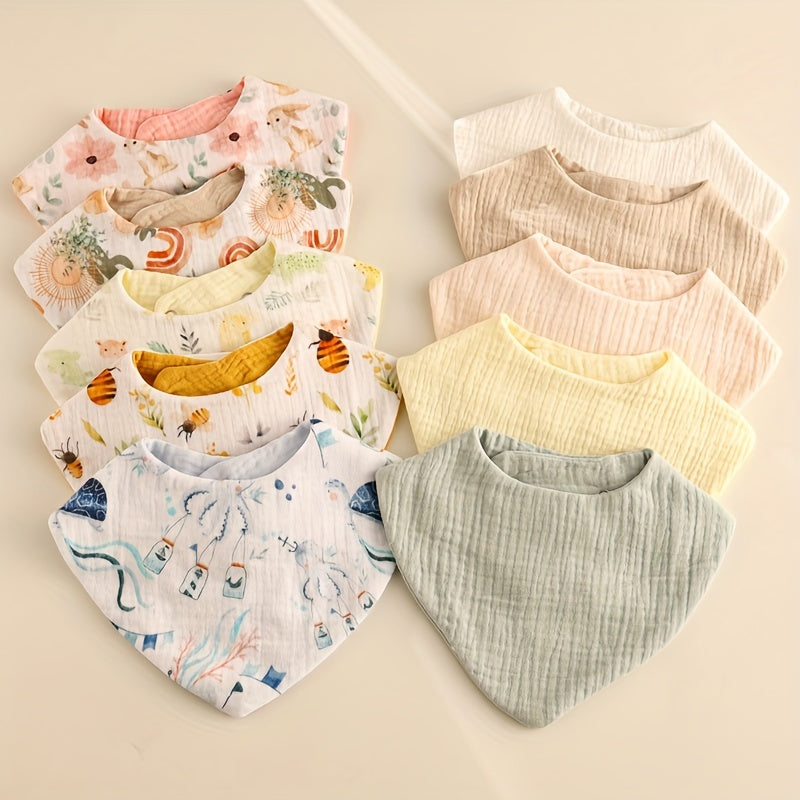 3pcs Baby Organic Cotton Soft Absorbent Detachable Bibs Baby Bandana Gauze