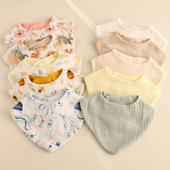 3pcs Baby Organic Cotton Soft Absorbent Detachable Bibs Baby Bandana Gauze