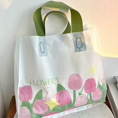 10pcs Tulip Clothing Store Tote Bags Plastic Shopping Gift Bags