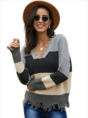  Punk Sweater V Neck Fringe Jumper
