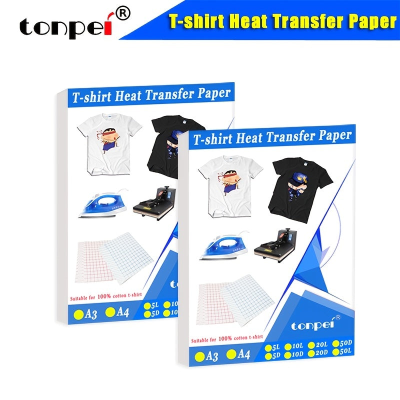 10 Sheets Inkjet Heat Transfer Paper A4 & A3 Cotton T Shirt Transfer Paper