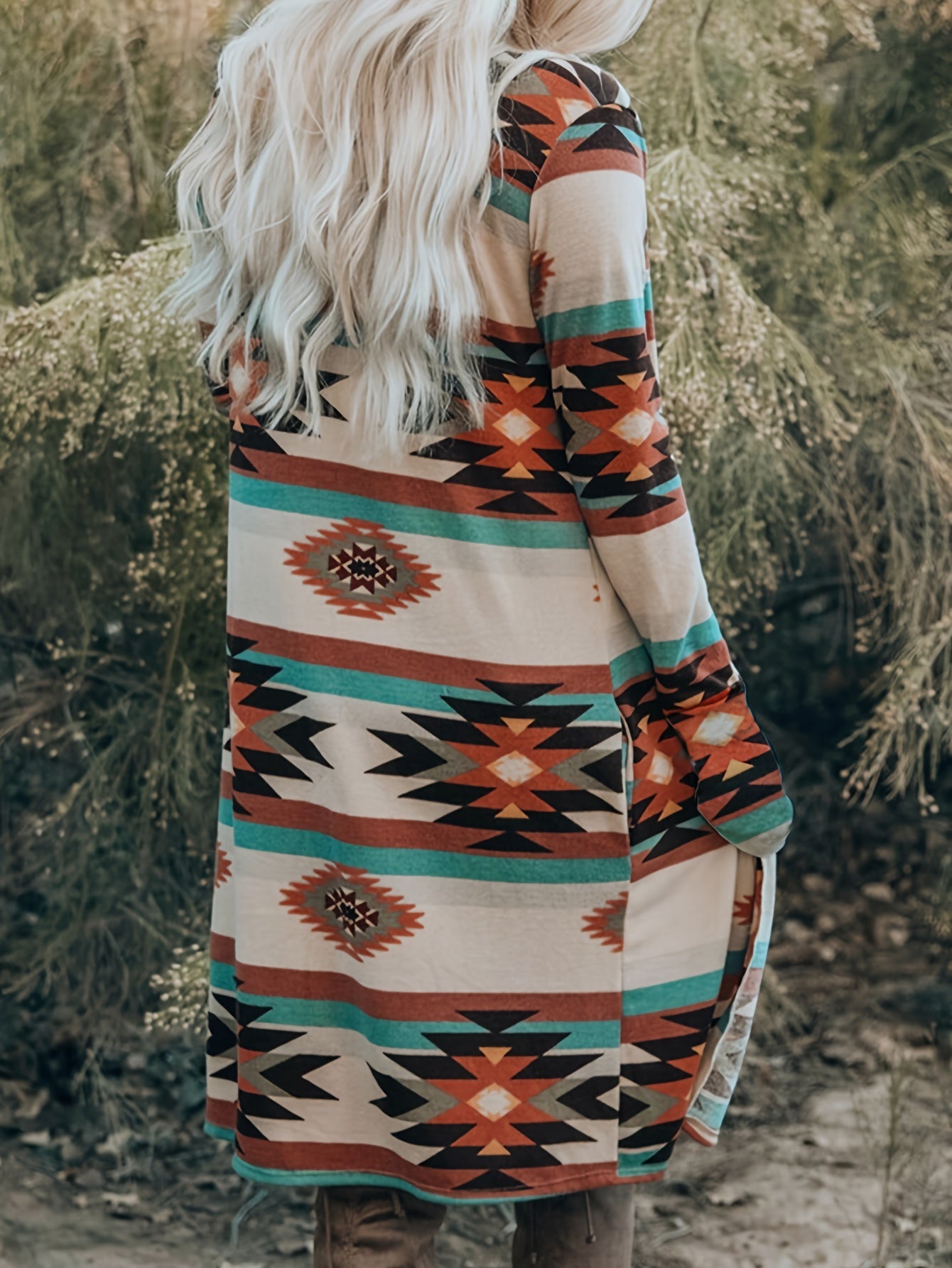  Southwestern Print Long Sleeve Cardigan