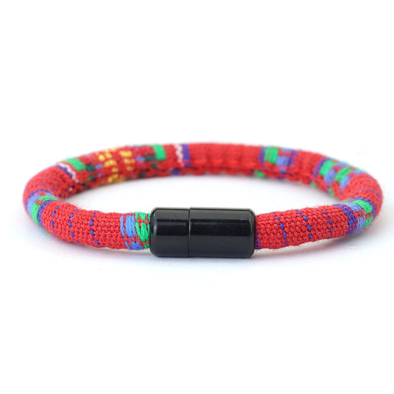 Men's Braided Leather Bracelet Bangle - Gift For Son