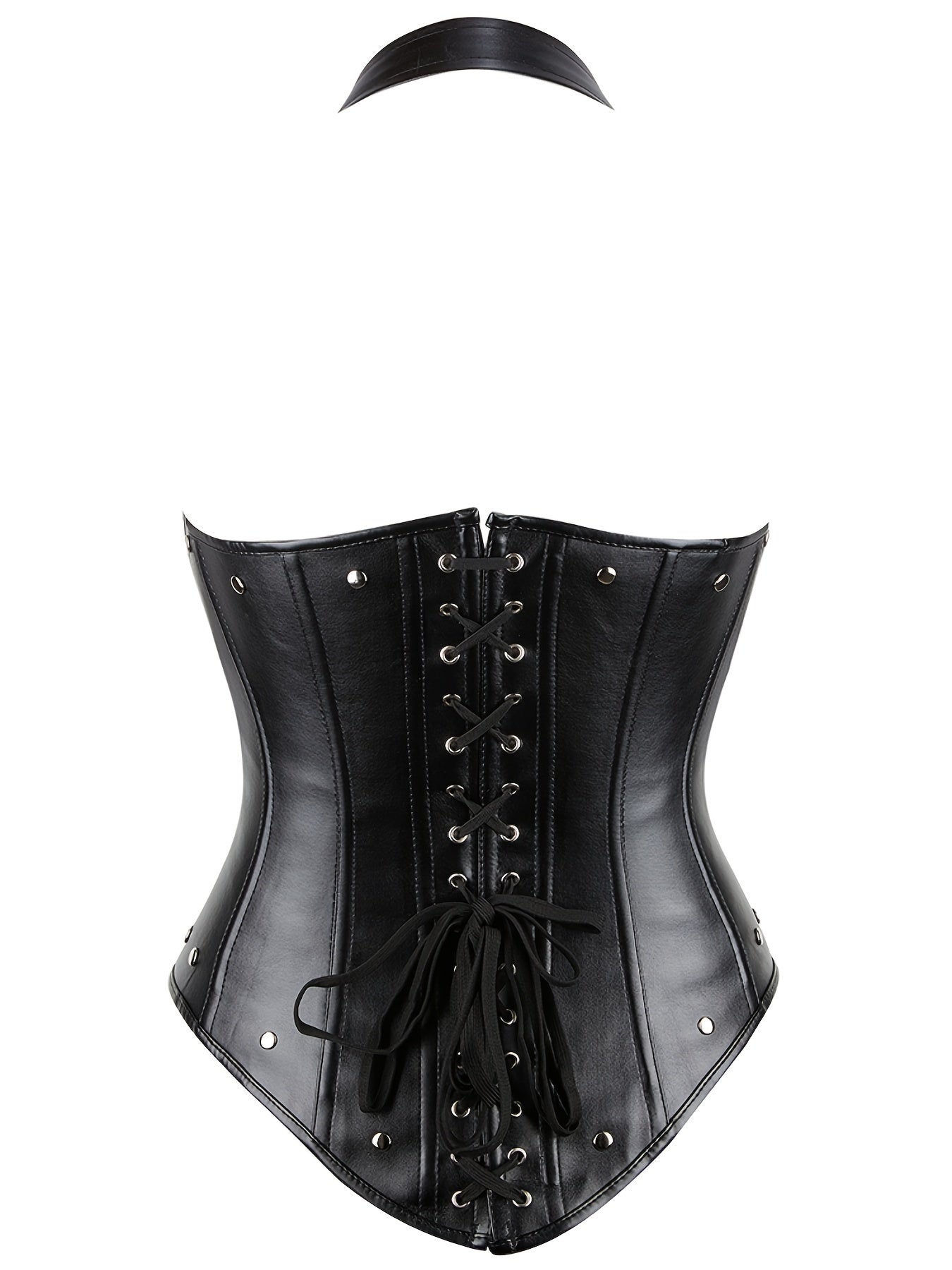 Punk Shapewear PU Leather Halter Underbust Corset