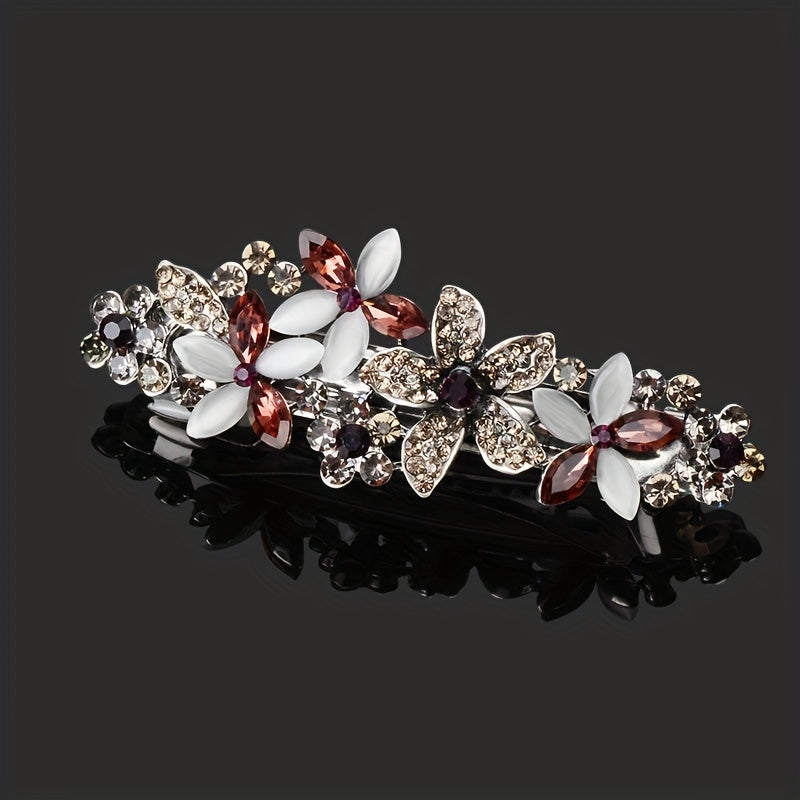Rhinestone Flower Hair Clip French Barrette Hair Accessories