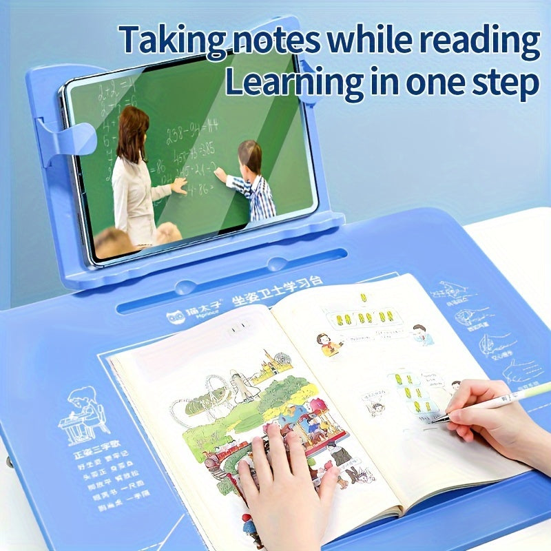 Pink Mprince 2in1 Study Desk w/ Posture Correction & Reading Bookshelf