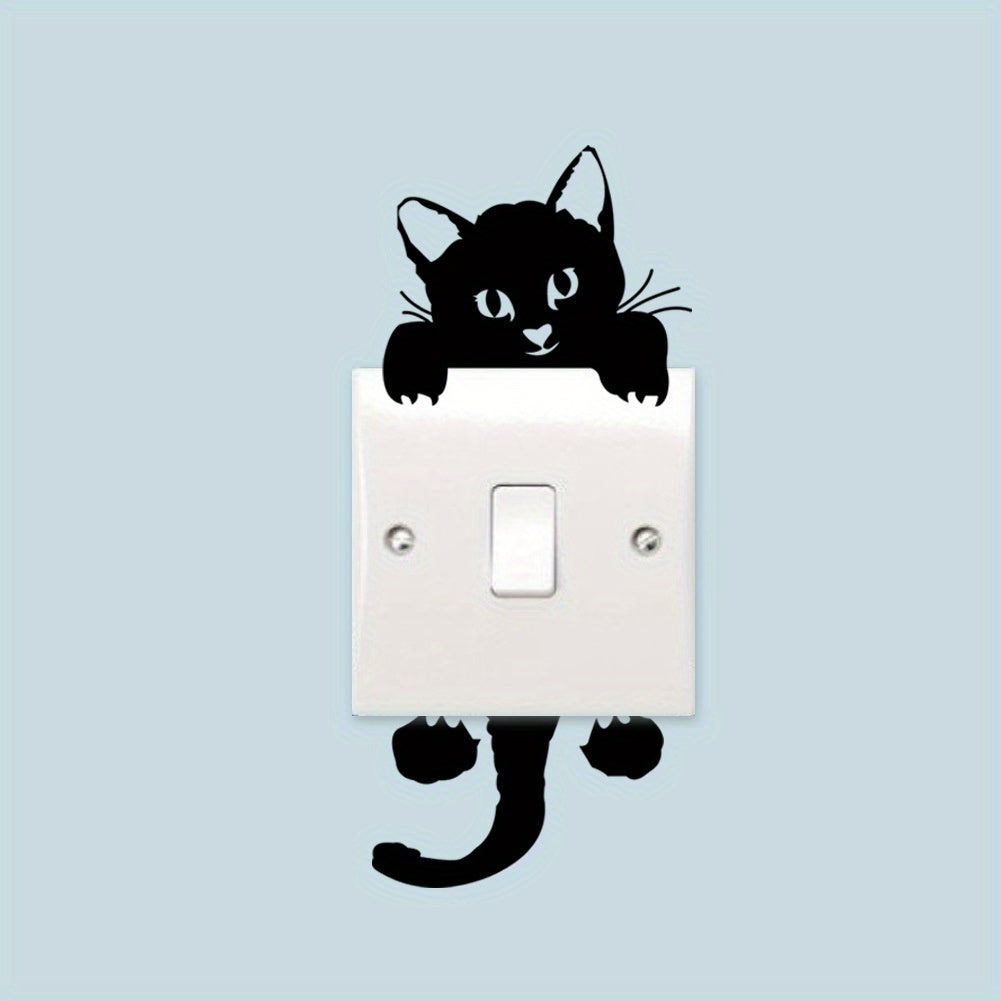 Cat Light Switch Sticker PVC Wall Decal for Home Decor Witch
