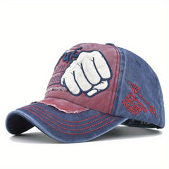 Fist Embroidered Unisex Baseball Cap Vintage Washed Distressed Dad Hat