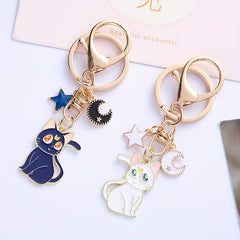 Cat Alloy Keychain Moon Cat Metal Accessories Bag Pendants Car Pendants