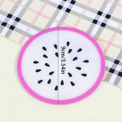 7PCS Fruit Coaster Non Slip Car Coaster Heat Insulation Silicone Drink Cup Mat