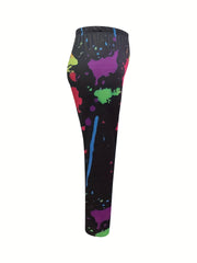  Splash Painting Print High Rise Skinny Trousers
