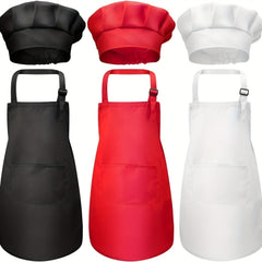 Kids Apron and Chef Hat Set Skincare-Friendly with Pockets