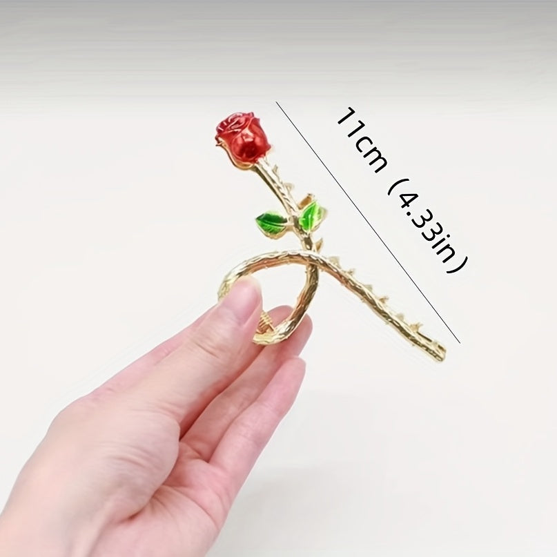 4pcs Rose Flower Hair Claw Metal Ponytail Holder Hair Clip Hair Accessories