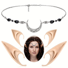 Elf Ears & Moon Head Chain Set for Cosplay Props