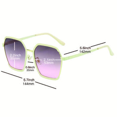 Oversized Geometric Sunglasses Gradient Metal UV400