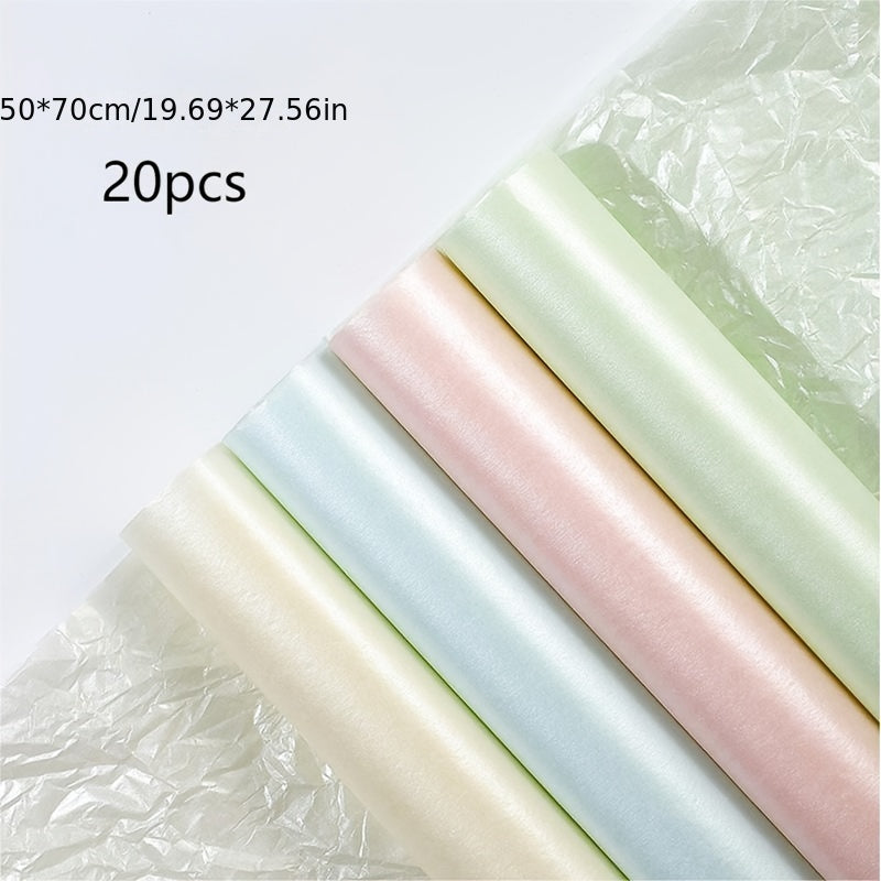 20pcs Flower Wraps 8x70cm Translucent Metallic Bouquet Wraps Thin Paper Bulk