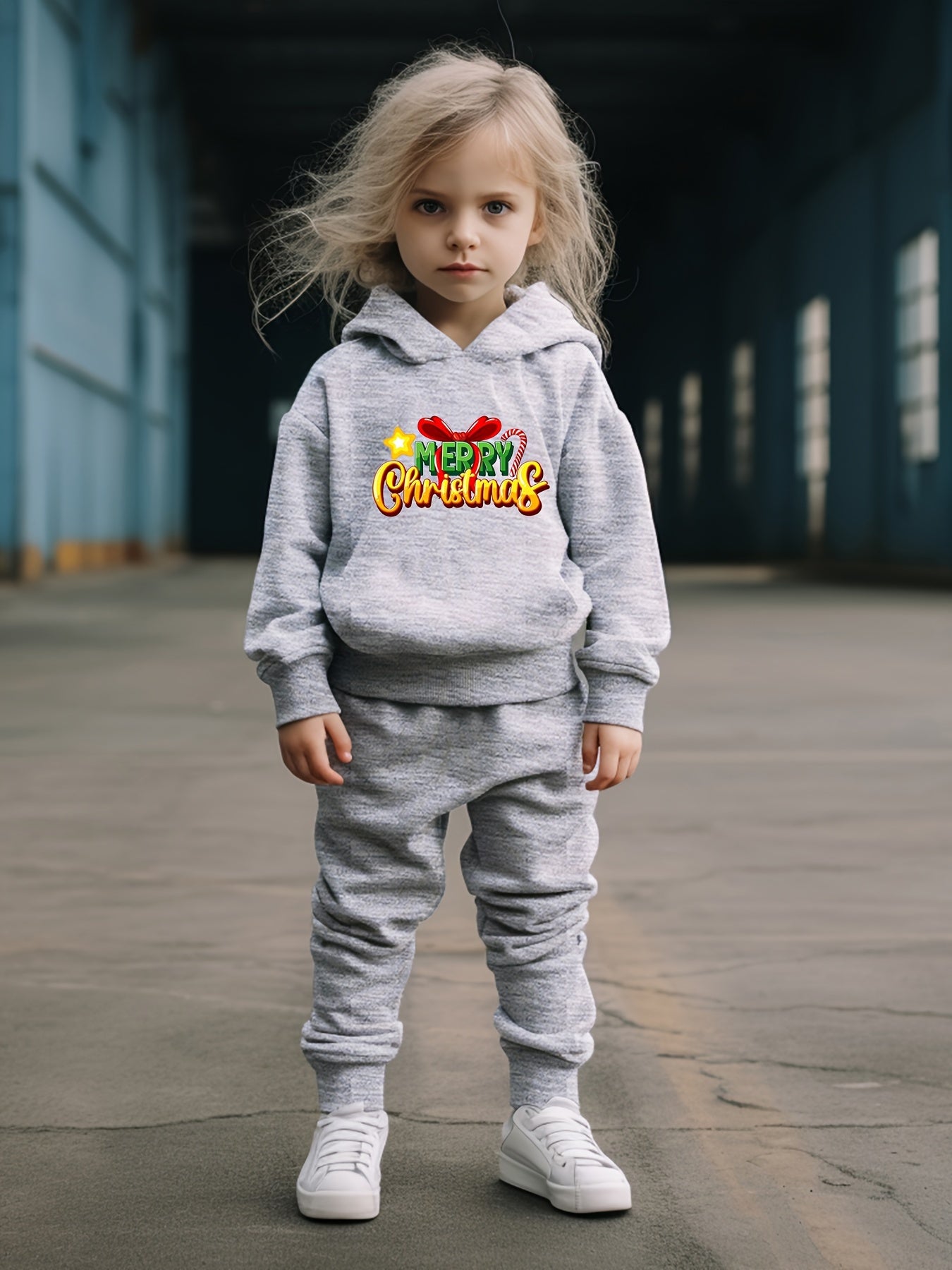 MERRY CHRISTMAS Print Hoodies Pants Set For Kids Spring Fall Sports Gift