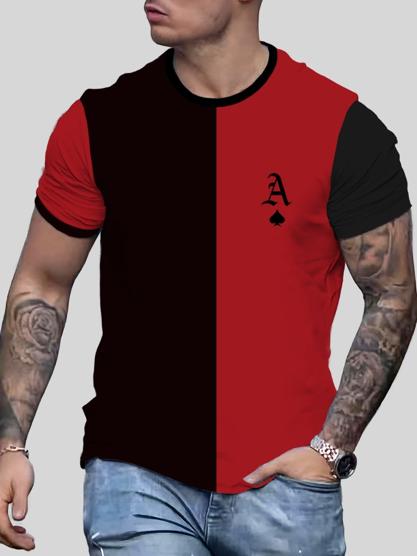 Spade A Pattern Men's Block T shirt For Summer