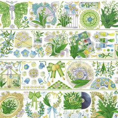 PET Tape 3M 3D Lily Valley Flower Stickers Journaling Colored Masking Tape