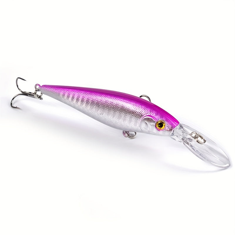 Floating Minnow Fishing Lure Long Tongue Crankbait Treble Hooks Bass Pike Tackle