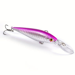 Floating Minnow Fishing Lure Long Tongue Crankbait Treble Hooks Bass Pike Tackle