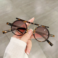 Y2K Top Bar Steampunk Sunglasses Rivet Gradient UV400