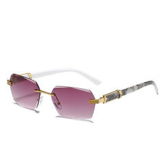 Rectangle Frameless Vintage Rimless Sunglasses for Women Men