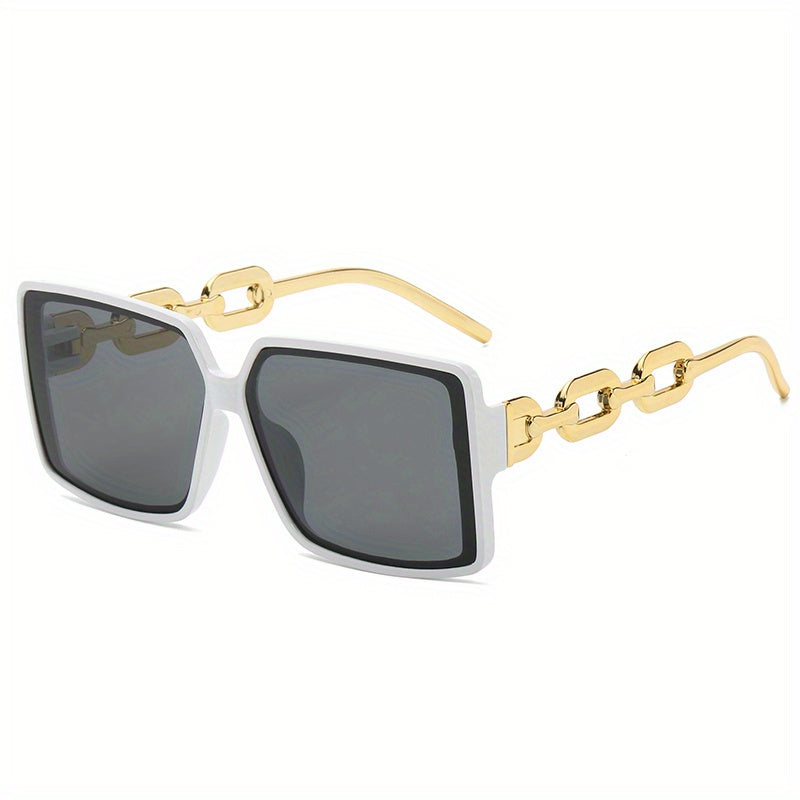 Large Square Sunglasses For Women Men Star Chain Charm UV400 Sun Shades