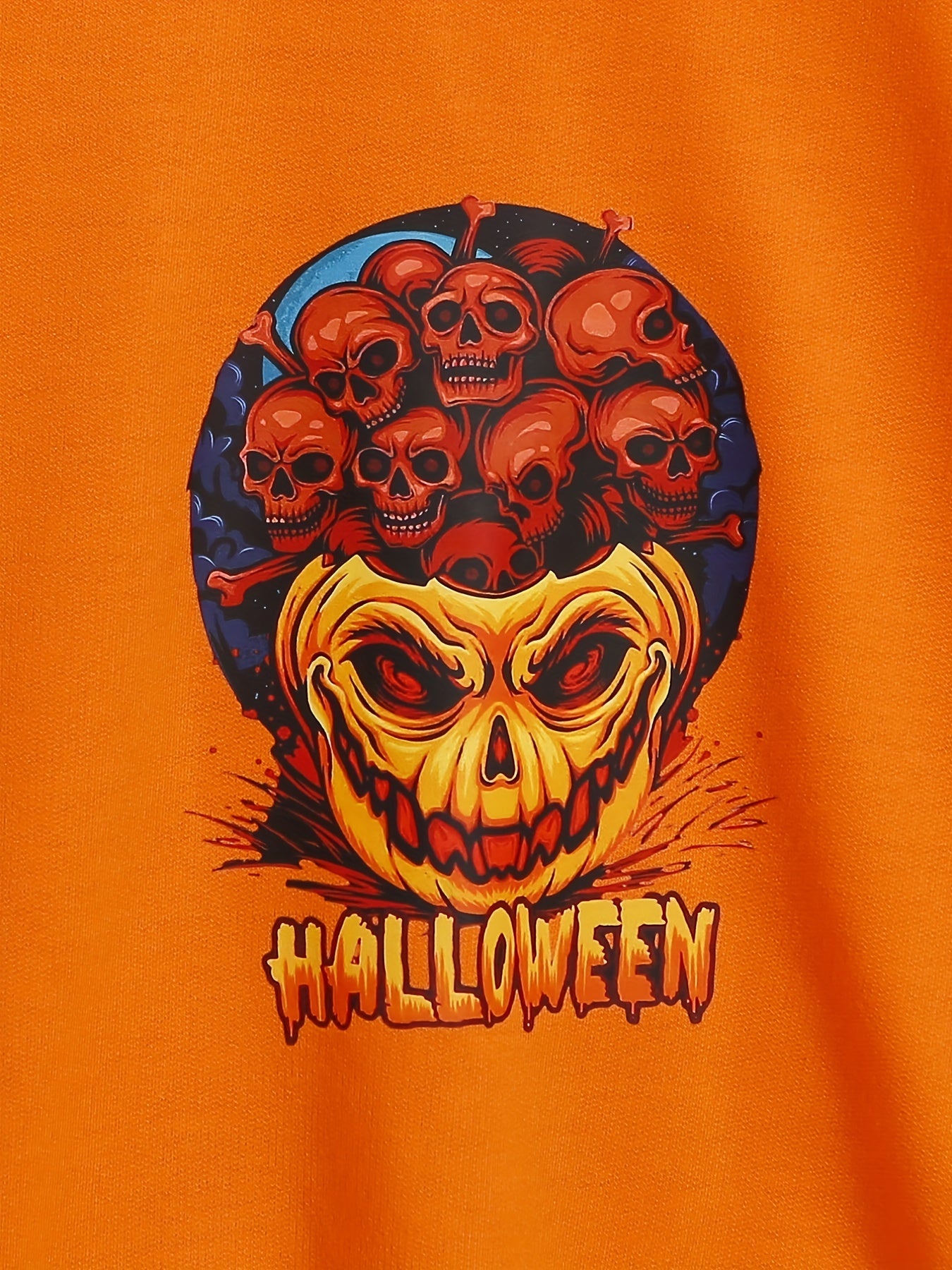 2 Boys Halloween Skull & Scary Print Sweatshirt Crew Neck Tops Outdoor