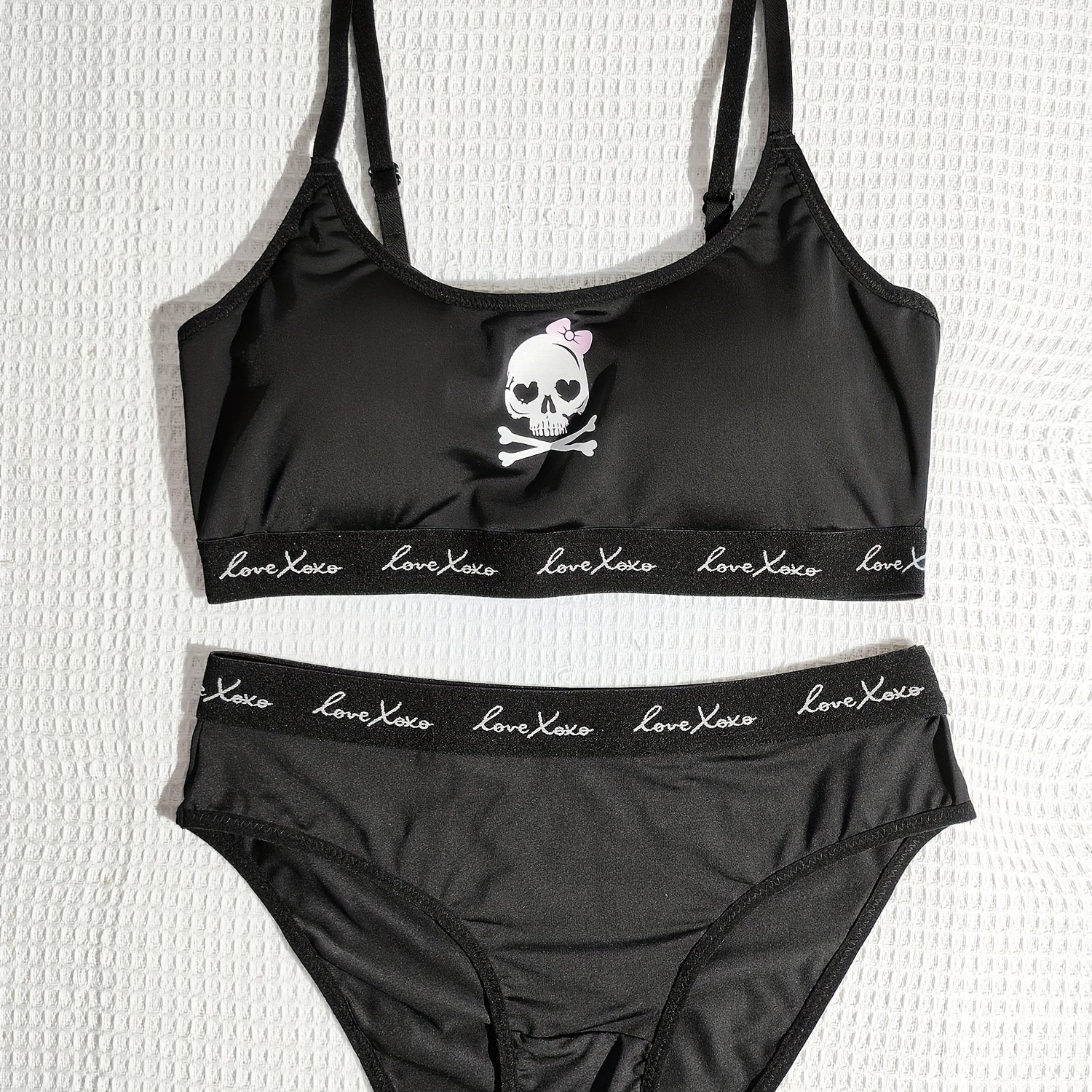 Skull Print Halloween Bra & Panties Set