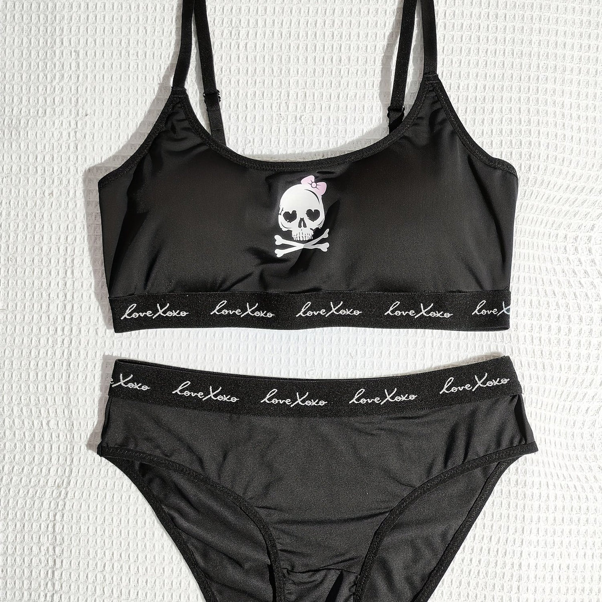 Skull Print Halloween Bra & Panties Set