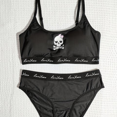 Skull Print Halloween Bra & Panties Set