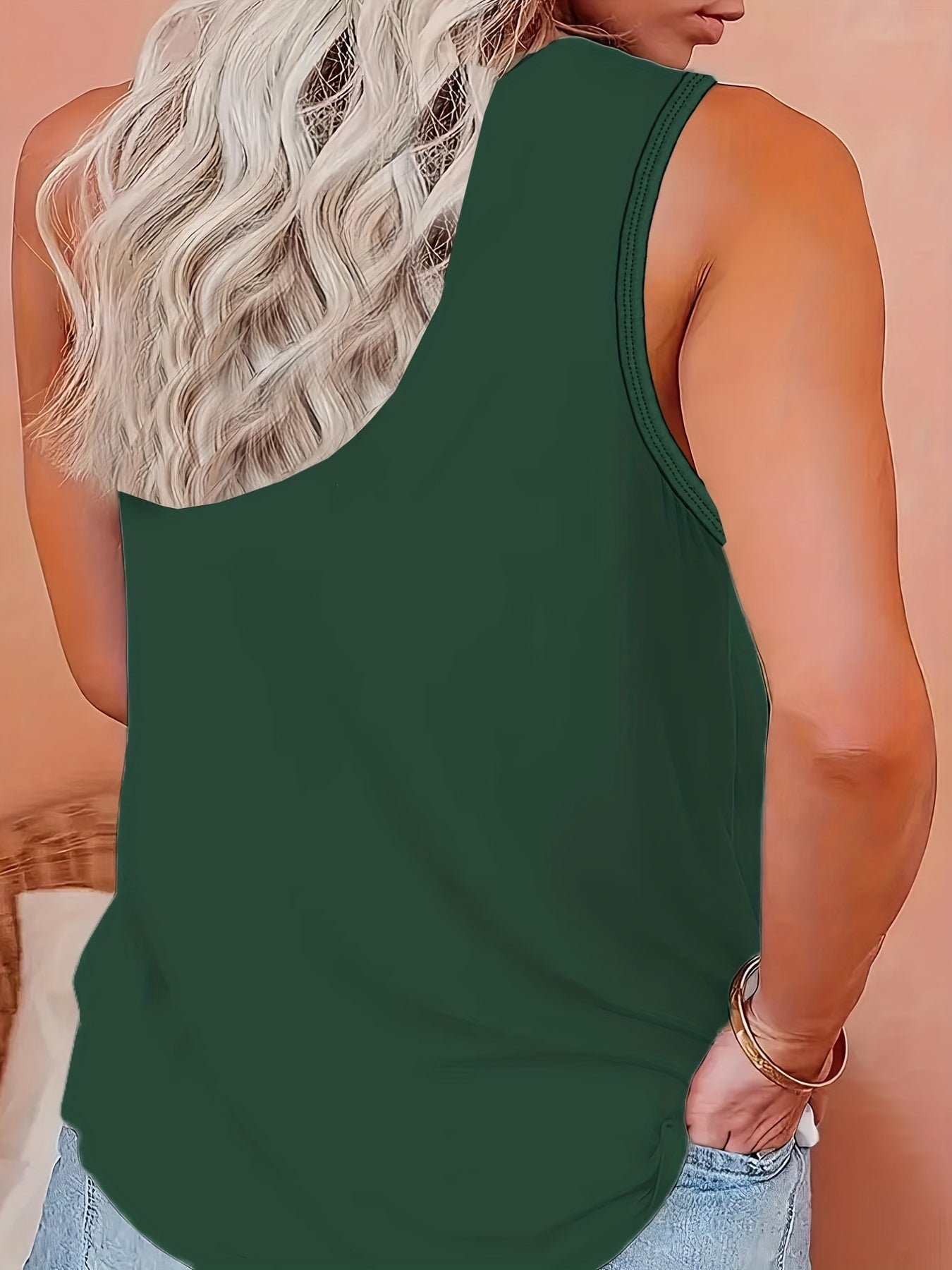  Cat & Rainbow Print Round Neck Tank Top