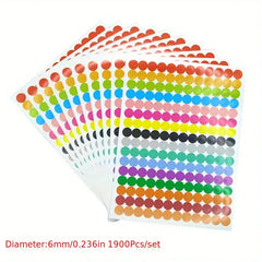 Colorful Self Adhesive Paper Dot Label Set - 6mm 8mm 10mm 20mm