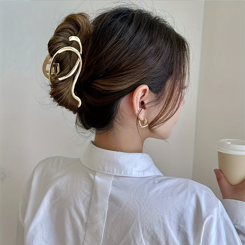 Golden Bowknot Hair Claw Clip Strong Grip Thick Hair Accessories