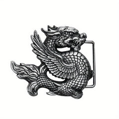 Retro Chinese Fly Dragon Belt Buckle Pterosaur Eagle Wing Pewter Finish