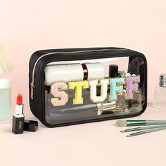 Chenille Letter Patched Makeup Bag Portable Cosmetic Bag
