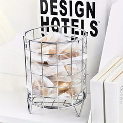 Iron Desktop Storage Basket Sundries Shelf Large Capacity Retro Style